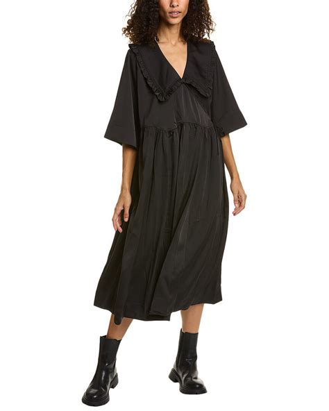 Buy Ganni Oversized Wrap Dress Black At 54 Off Editorialist