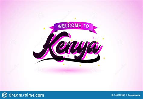 Kenya Welcome To Word Text With Handwritten Font And Red Hearts Square