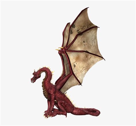 Dragon Wings Sitting Fantasy Fairytale 3d Red Dragon Sitting