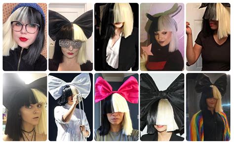 Officially Licensed Sia Costume Wig 2 Tone Half Blonde Black Bob Wig