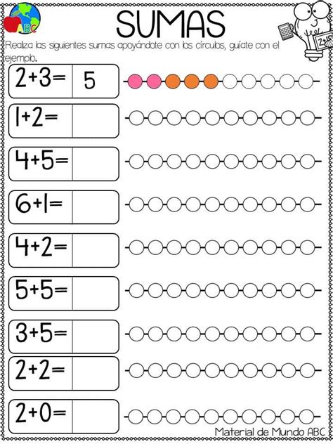 Ficha De Sumas Para Preescolar Aprender A Contar Y Sumar E