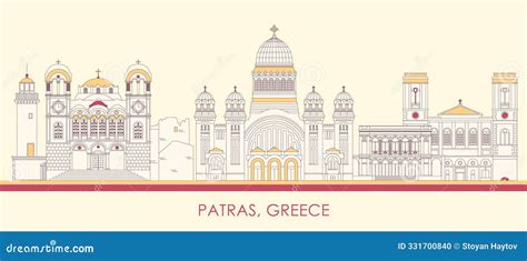 Cartoon Skyline Panorama Of City Of Patras Greece Stock Illustration