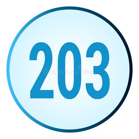 Number 203 Symbol Or Logo With Round Frame In Blue Gradient Color Stock