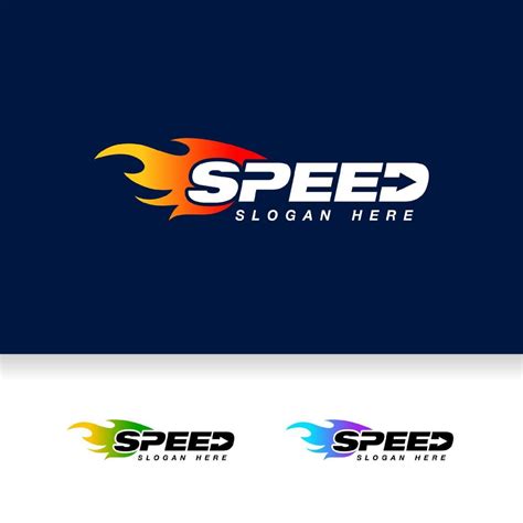 Speed Logo Design With Flame Effect Speedometer Vector Icon With Flame