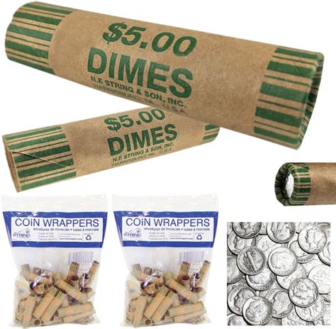 Amazon Rolls Preformed Coins Dimes Wrappers Paper Tubes