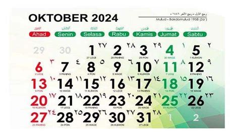 Kalender Oktober 2024 Lengkap Dengan Tanggal Merah Cek Jadwal Hari