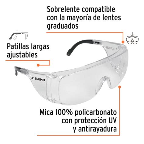 Sobrelentes De Seguridad Transparentes Truper Safe Lentes Y Goggles