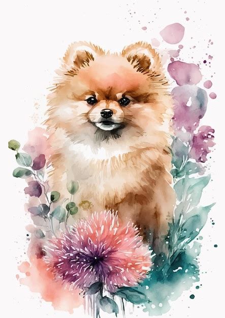 Dise O De Ilustraci N De Perro Pomerania Acuarela Vector Premium