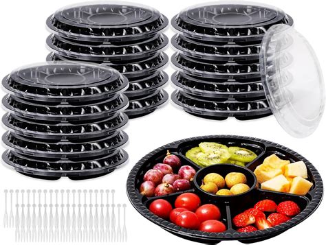 Jarthenaamcs Pcs Round Plastic Appetizer Tray With Lid Inch