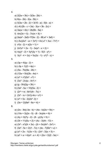 SOLUTION Arbeitsblatt Terme Umformen Mit L Sungen Studypool