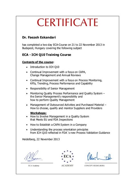 Eca Certificate Ich Q10pdf