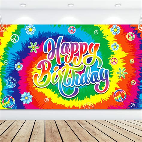 Buy Tie Dye Birthday Banner 60 S Theme Happy Birthday Backdrop Hippie