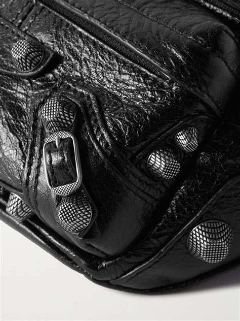 Balenciaga Le Cagole Distressed Embellished Leather Belt Bag For Men