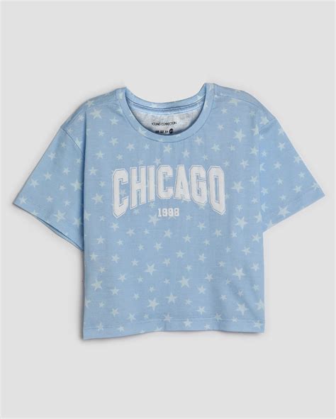 Riachuelo Camiseta Cropped Juvenil Chicago Estrelas Azul Y C By