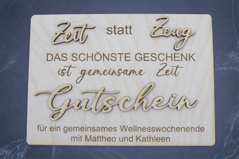 Zeit Statt Zeug Gutschein Personalisierbar Geschenk Etsy De