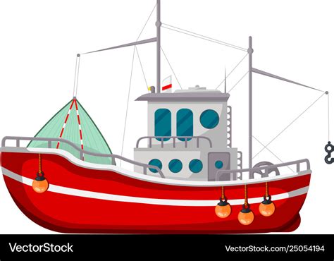 Fishing Boat Icon Industrial Water Transport Vector Image