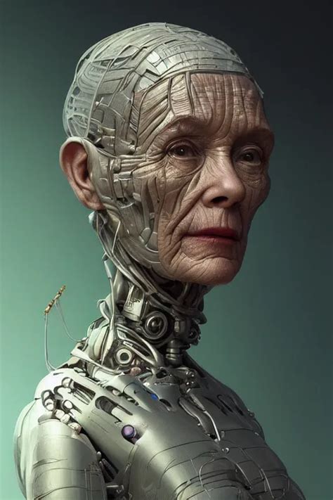 Portrait Of A Old Female Robot Grandmother Intricate Stable