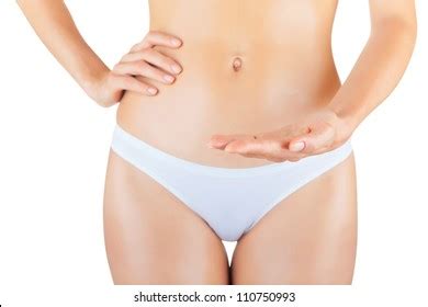 Body Halfnaked Woman White Underwear Isolated Stock Photo