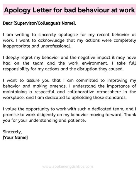 Apology Letter For Bad Behaviour At Work Deeply Regret Lettering