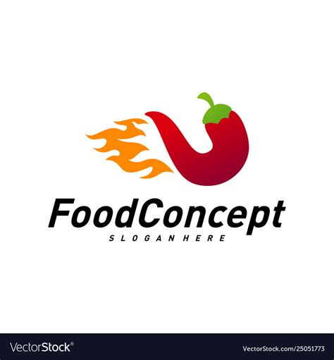 Hot Food Logo Concept Red Chili Design Royalty Free Vector