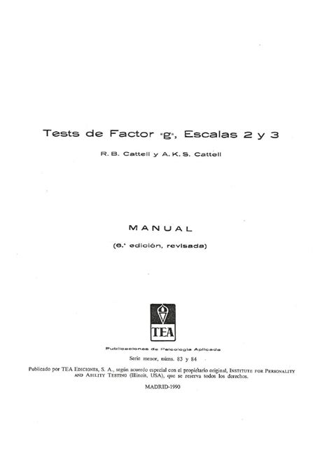 Manual Test De Factor G De Cattell Nivel Forma A Compressed