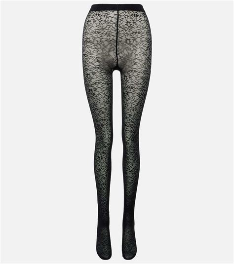 Wolford Floral Jacquard Tights Black Editorialist