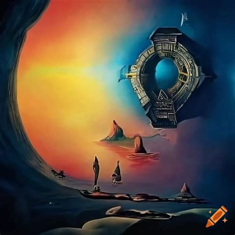 Surreal Dreamscape With A Floating Stargate Portal In The Sky On Craiyon