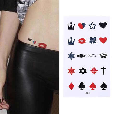 Flash Waterdichte Tijdelijke Tattoo Sticker Body Kroon Lip Hart Note