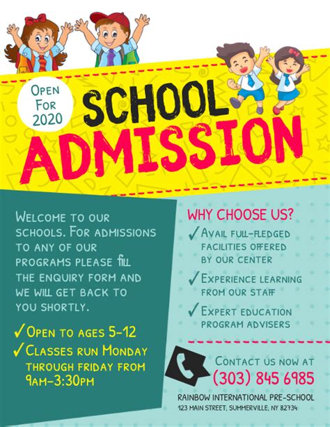 School Admission Flyer Template Postermywall