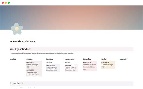 Semester Planner Template By Msf4237 Notion Marketplace