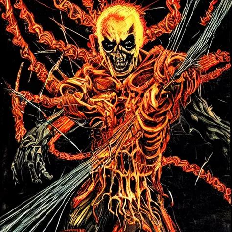 Demonic Cyberpunk Ghost Rider Swinging A Barbed Wire Stable Diffusion