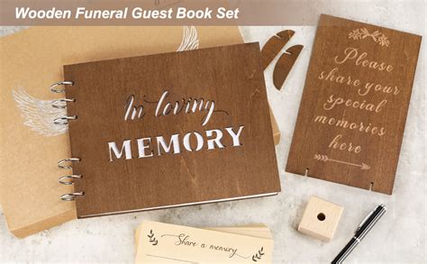 Creawoo Wooden Funeral Guest Book For Memorial Service Celebration Of