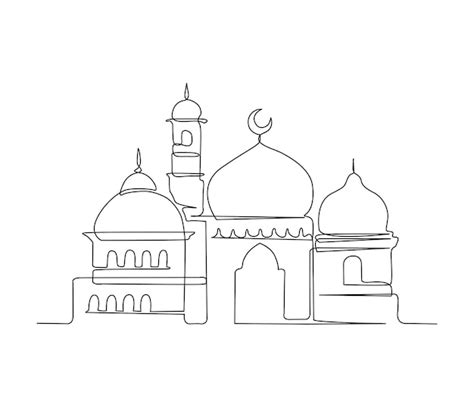 Premium Vector Continuous One Line Drawing Of Mosque Simple Illustration Of Islamic Ornament