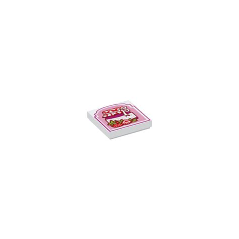 LEGO White Tile 2 X 2 With Strawberry Preserves Pattern With Groove