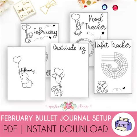 Printable February 2021 Bullet Journal Setup Masha Plans