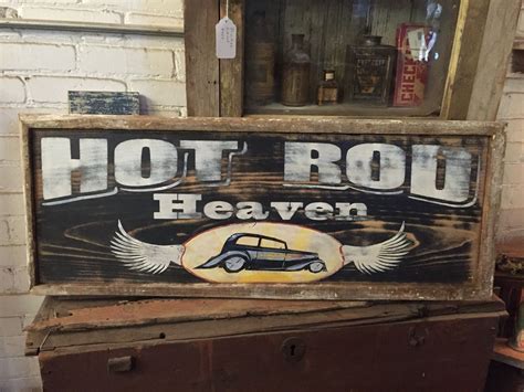 Hot Rod Shop Sign On Recycled Reclaimed Wood The Prim Home Schilder