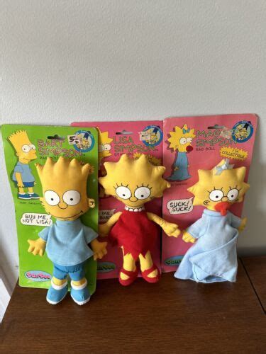 Vintage The Simpsons Rag Dolls Bart Lisa Maggie Dandee Plush Dolls New