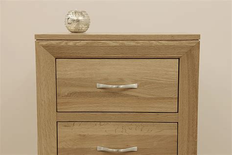 Bevel Natural Solid Oak Tall 5 Drawer Chest Bedroom Furniture