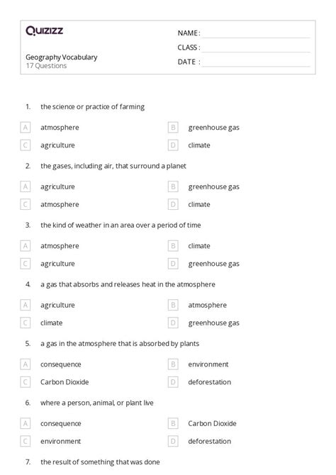 50+ Geography worksheets on Quizizz | Free & Printable