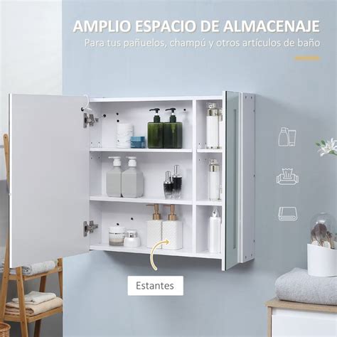 Kleankin Armario Con Espejo De Ba O Con Luz Led Mueble De Ba O Colgante