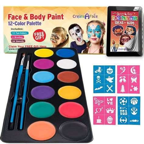 Face Paint Kit For Kids Vibrant Face Painting Colors Stencils And 2