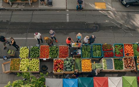 An Aerial Shot Captures The Vibrant Scene Of A Street Market With