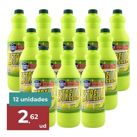 Comprar Lejía con detergente Estrella limón 1 43 litros caja 12 botellas