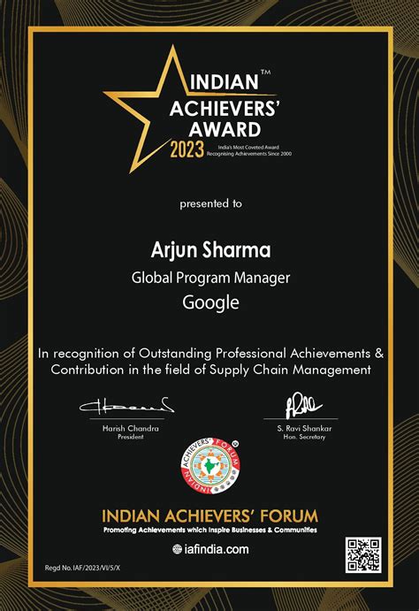 Mr. Arjun Sharma - Winner of Indian Achievers' Award 2022-23