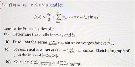 Solved Let F X ∣x∣ −π≤x≤π And Let