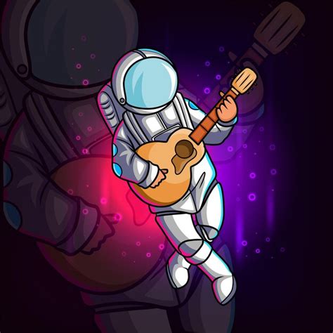 L Astronaute Jouant De La Guitare D Illustration Vecteur Premium