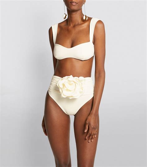 Magda Butrym Ivory Rose Appliqu High Rise Bikini Bottoms Harrods Uk