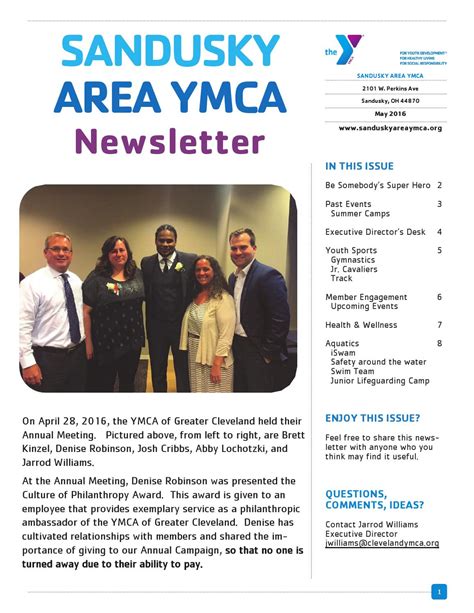 Sandusky Area Ymca May Newsletter By Sandusky Ymca Issuu