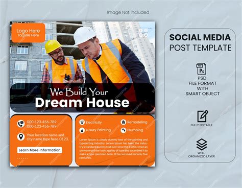 Premium Psd Construction And House Renovation Services Social Media