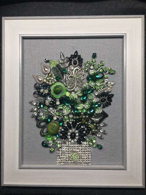 Framed Jewelry Art Collage In Stunning Colors Ooak T Idea Unique